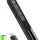 Presentation Clicker Green Laser Light BT/RF 2.4GHz Dual Modes, Rechargeable Wireless Presenter Remote for Powerpoint Presentations Pointer Slide Clicker for Mac Computer