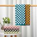 Madi-Cadi Hand Towels 5 Pack - Cotton Face Towels Soft, Absorbent, and Decorative Checkered Design for Bathroom, Kitchen, Gym, and Spa - 13 x 29 Inches for Any Occasion