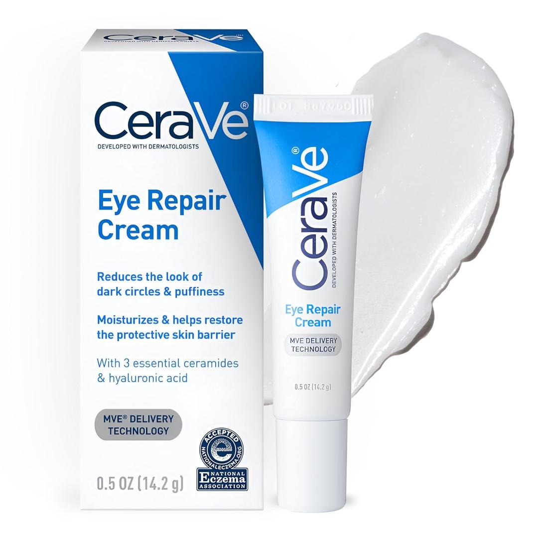 2 x CeraVe Eye Repair Cream, Under Eye Cream For Puffiness And Bags Under Eyes, Hyaluronic Acid + Niacinamide + Marine Botanical Complex, Oil Free & Opthalmologist Tested