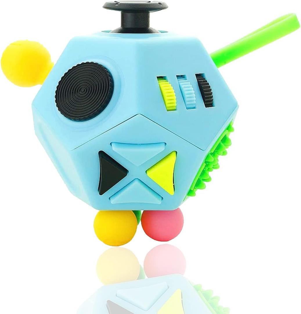 PAPOLGO Fidget Toys,ADHD Fidget Toys,Autism Fidget Toy,12 Side Cube Toys Stress Relief,Anti Anxiety,Focus,Boredom for Kids and Adults (Blue / B3)
