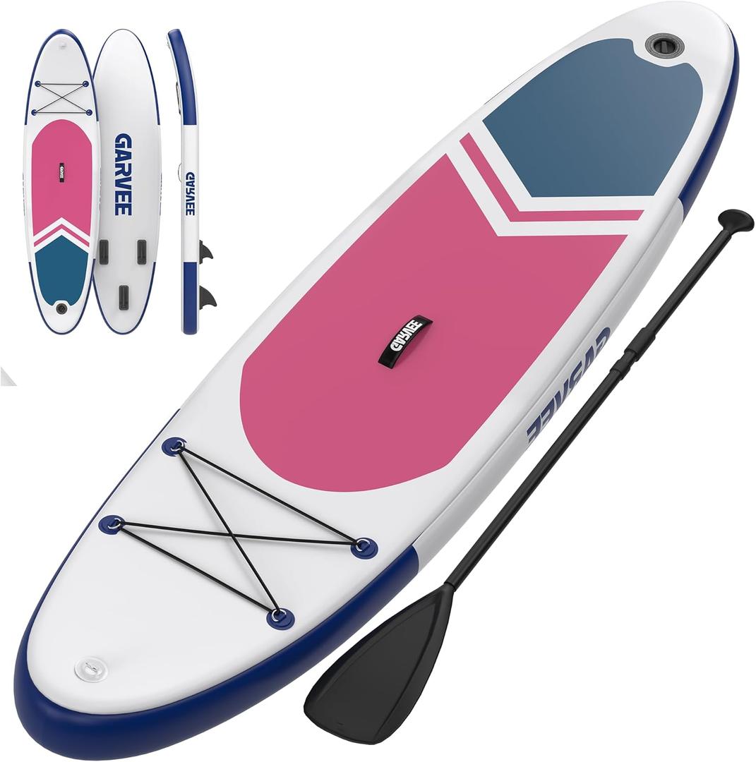 Inflatable Stand Up Paddle Board, 10'6"/11' Paddle Boards with Premium Accessories, Non-Slip EVA Deck, Ultra-Light Carry Bag Pump, SUP for Youth & Adults of All Skill Levels (Rose Red-White)