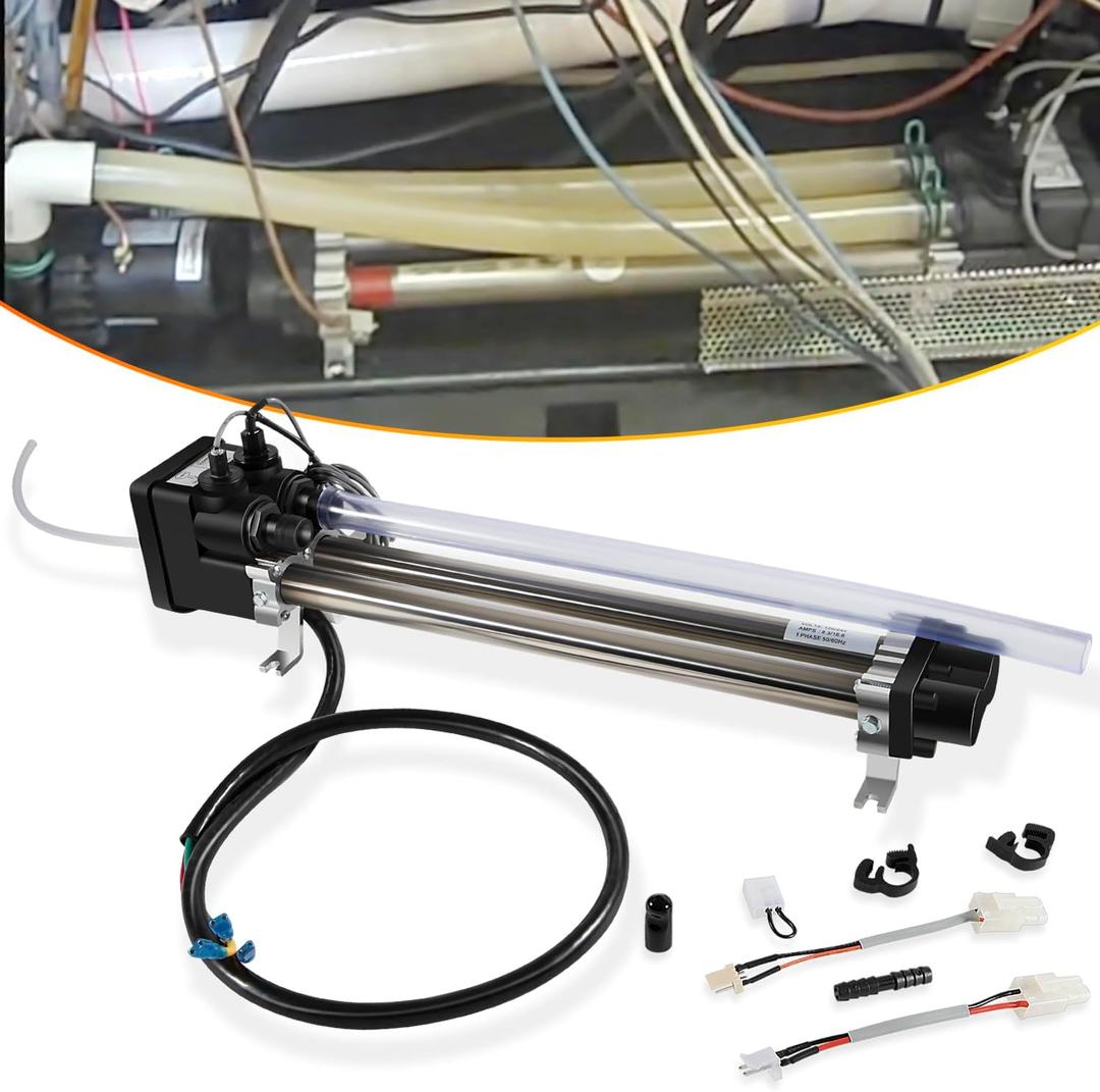 E-cowlboy 6.0KW/1.5KW Low-Flow Double Barrel Heater 26-C3160-1S240V/120V with Sensors -Fit for Hot Spring/Watkins/Tiger River/Limelight Hot Tubs, Replaces 73790, C3160-1S,High-Temperature Auto-Reset