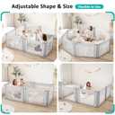 Doradotey Adjustable Baby Playpen with Adult Door, Foldable Large Playpen for Babies and Toddlers, Breathable Mesh Indoor Baby Playard, Safe Fence, 79 x 71 Inch, Light Grey