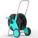 Portable Garden Hose Reel Cart, Hold Up to 75-100 Ft of 5/8 Inch Hose, Garden Water Pipe Holders Mobile Tools with 2 Wheels for Outside Hose Storage (Blue)