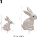 DN DECONATION Wooden Antique White 3D Bunny Rabbit Figurines for Spring Easter Decor Gift Set of 2