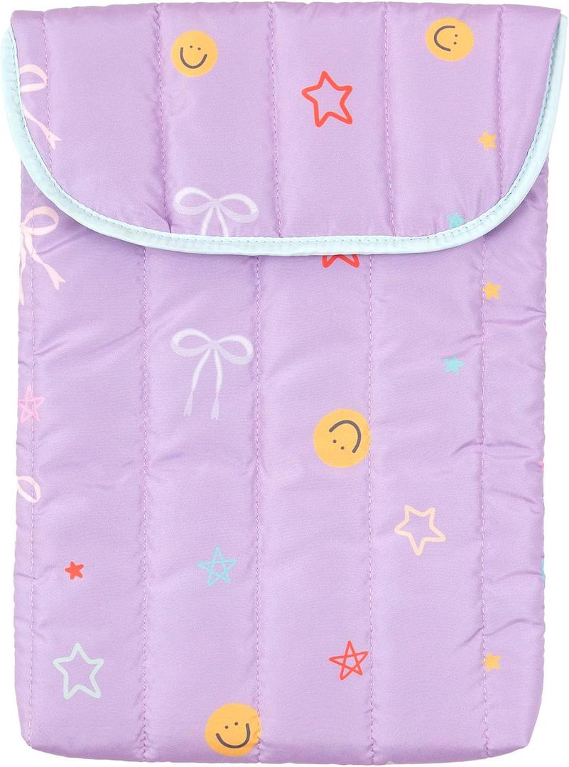 Purple Laptop Sleeve 13 Inches by Callie Danielle - Cute Smiley Faces, Bow & Coquette Design, Laptop Cover & Accessories for Women, Office Essentials, Protective Case for 13-Inch Laptops