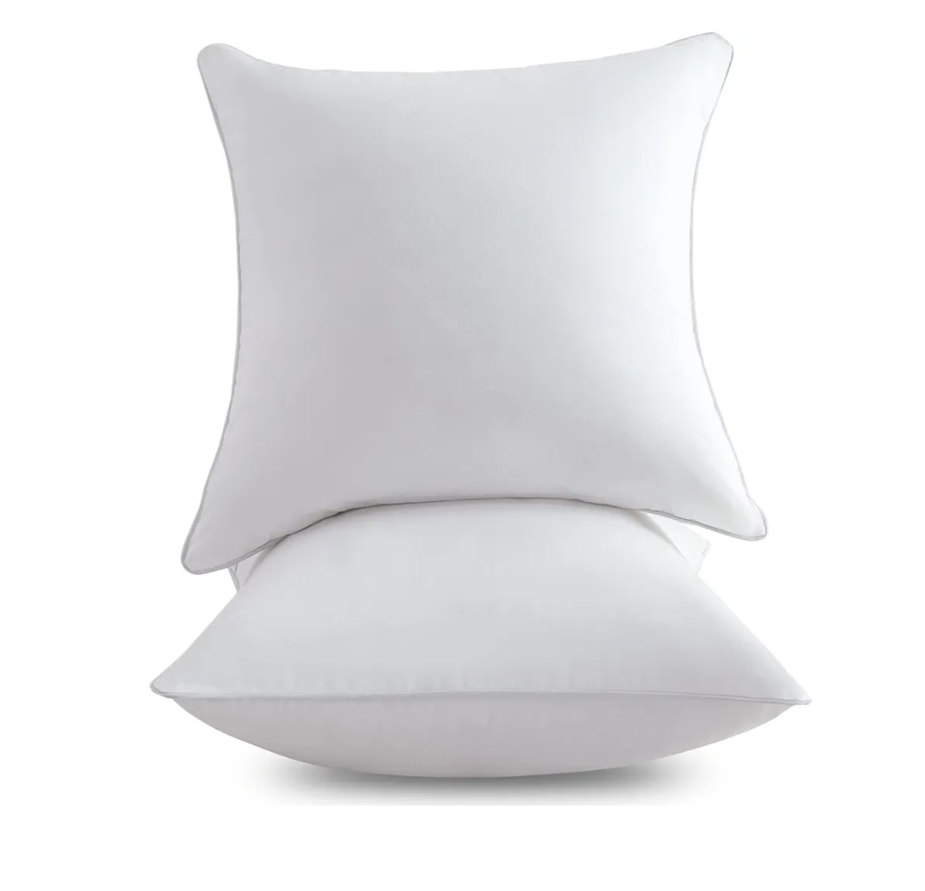 20 x 20 Pillow Inserts (Set of 2) - 20 Inch Square Interior Couch Throw Pillow with 100% Cotton Cover - Decorative Pillow Insert Pair - White Sofa Pillow