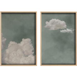 Vintage Wall Art Sky Wall Art Blue Sky White Cloud Prints Nature Landscape Aesthetic Decor Pictures Set of 2 Unframed 16x24inch for Living Room Bathroom Bedroom Kitchen