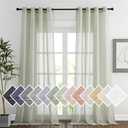 NICETOWN Privacy Semi Sheer Linen Curtains Extra Long 108" Long, Grommet Linen Blend Elegant Vertical Semitransparent Panels for Farmhouse/French Door, Sage Green, 104" W Total 2 Panels
