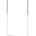 LiaMeE Adjustable Clothing Rack for Hanging Clothes, Heavy Duty Garment Rack with WheelsFree Standing Rolling Clothes Rack with Shelf & Grid, Easy Assembly Standard Rod, White & Chrome