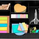 CAXXA 3 Slot Drawer Organizer with 4 Adjustable Dividers - Junk Drawer Storage for Office Desk Supplies and Accessories, Black (1 Pack)