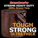 10' x 10' Brown Super Ultra Heavy-Duty Tarp 20 Mil Waterproof & UV-Resistant 10x10 - Large Outdoor Tarp, Waterproof Cover for Rain Camping, Tent, UV Protection, Reinforced Corners