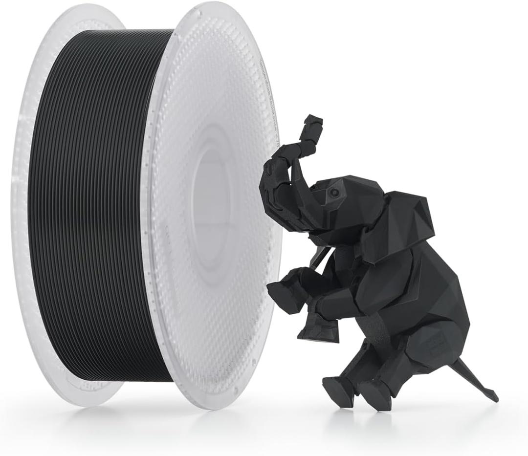 Bambu Lab PLA Basic Filament 1.75mm 1kg Spool - PLA 3D Printer Filament, Smooth Finish, Low Warp, Easy to Print, Compatible with Bambu Lab & Most FDM 3D Printers, Black (10101) - Spool