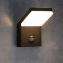Lustrlach Motion Sensor Porch Light Outdoor Wall Sconce Black for House LED Modern Exterior Light Fixture Waterproof Aluminum Lamp 1800lm for Garage Garden Patio