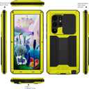 Samsung S23 Plus Case with Screen Camera Protector Kickstand, Samsung S23 Plus Rugged Military Metal Heavy Duty Case with Stand Screen Protector Slide Camera Cover for Man Outdoor (Yellow)