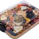 Build-a-Board Cutting Board with Five Compartments and Clear Locking Lid for Charcuterie, Snacks, Bamboo