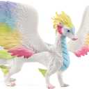 schleich Bayala - 13 Rainbow Dragon Figurine with Movable Wings - Winged Mythical Creature Figure with Glittering Body - Colorful Girl Dragon Toy for Imaginative Play - Kids Ages 5+ | 70728