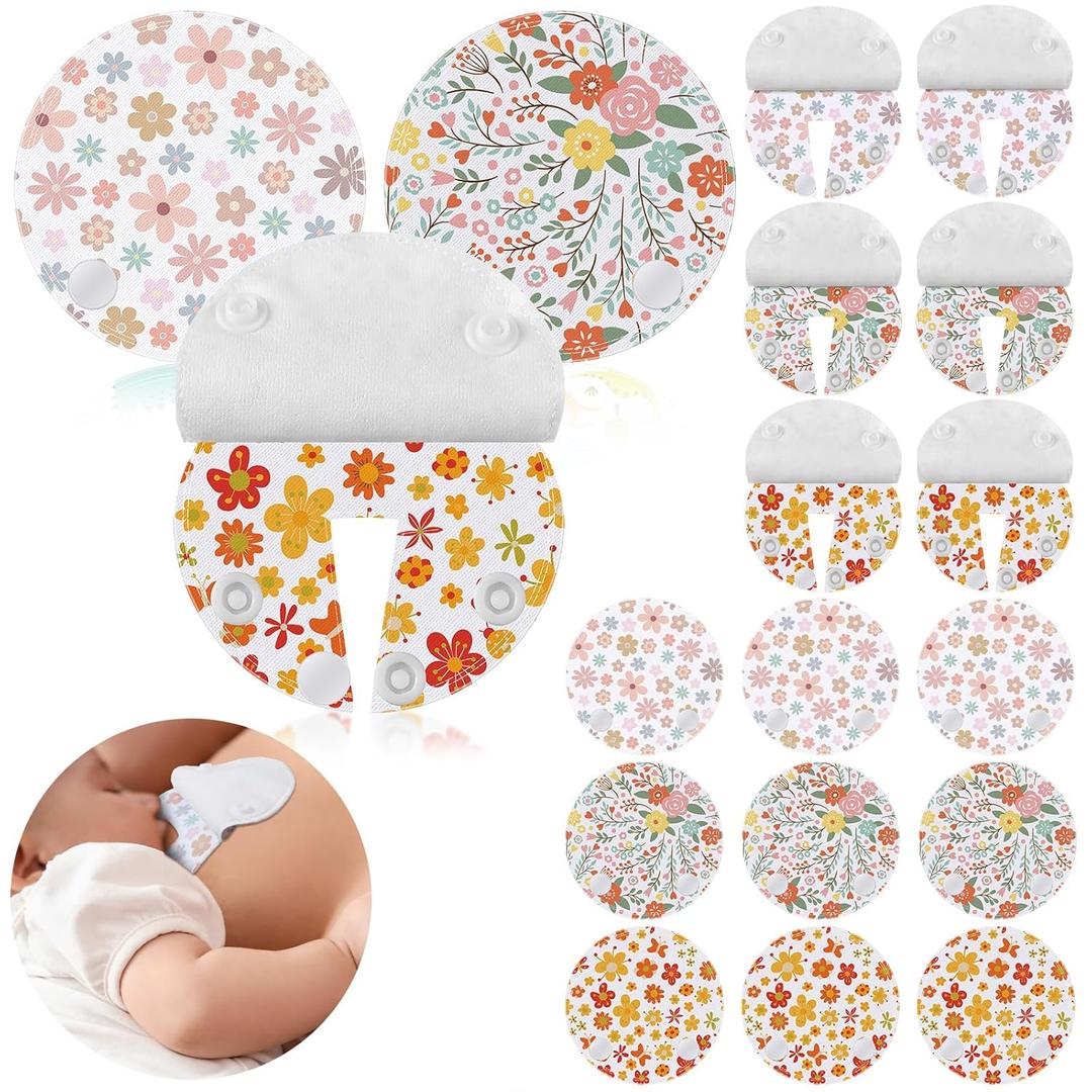 Breling 18 Pack Feeding Tube Pads Button Pad Gtube Button Covers Reusable g Tube Cutie Dinosaur Feeding Supplies for Kids Baby Breastfeeding Nursing Care (Flower)