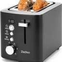 2 Slice Toaster with Wide Slots for Bread & Bagels, Stainless Steel Toaster with Digital Countdown, 6 Shade Settings, Defrost, Reheat & Cancel, Compact Design for Kitchen, Black