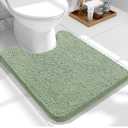 OekoTex Toilet Rugs U-Shaped 24x20, Extra Soft Absorbent Chenille Contour Bathroom Rugs for Toilet, Dry Quickly, Machine Washable, Non-Slip Bath Mat, Sage Green