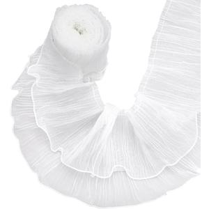 UNICRAFTALE 4 Yards White Ruffle Pleated Chiffon Trim 2 Layer Organza Lace Ribbon Double Organza Lace Trim Pleated Organza Lace Ribbons Trimmer Dress Bag Decoration Fabric for Dress Crafts Sewing