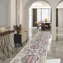 Hallway Washable Runner Rug - 2'6x14 Kitchen Rugs Entryway Rug Runner Vintage Soft Floor Mat Non Slip Indoor Farmhouse Carpet for Bathroom Living Room Bedroom (2'6''x14', Brick)