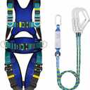 Full Body Protection Safety Harness 5pt Adjustment Safe Comfortable Construction Positioning Extra LongThick Leg Back Padded Push Button Quick Lock Buckle OSHA/ANSI compliant