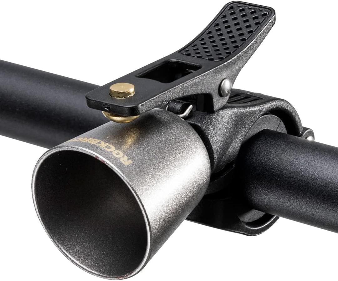 ROCKBROS Bike Bell Classic Bicycle Bell Mountain Bike Bells for Adults with Loud Sound and Fit for 0.87-1.25in/22.2-31.8mm Bicycle Handlebars (Titanium)