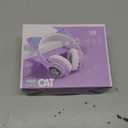 Cat Ear Kids Headphones Bluetooth, LED Light up Wireless/Wired Mode Over Ear Headphones with Build in Microphone for School/Travel (Purple)