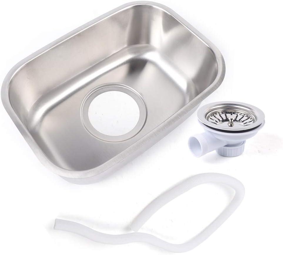 RV Camper Kitchen Sink Undermount Single Bowl Stainless Steel Hand Wash Basin Sink with Strainer for RV Caravan Camper Boat Bar