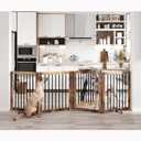 Vantas 96" x 30", No-Assembly Wooden Dog Gate with Door, Rustic Brown