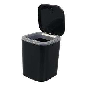 0.5 Gallon Tiny Desktop Push-Button Trash Can, Mini Wastebasket, Black