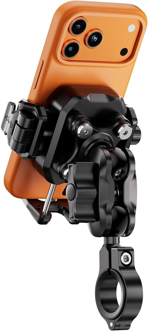 Kewig Motorcycle Phone Mount with Vibration Dampener [Anti-Theft] [Camera Friendly] Bike Phone Holder Handlebar Cradle for Bicycle Scooter ATV, Adjustable Size Fit for 5.4-7.2" Cellphone