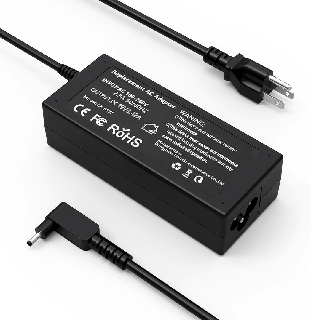 65W Laptop Charger Compatible with Acer Aspire 3 5 Series A315-23 A315-24P A315-35 A314-23P A317-53 A315-58 A315-59; A515-44 A515-45 A515-46 A515-54 A515-55 A515-56 AC Adapter Power Cord