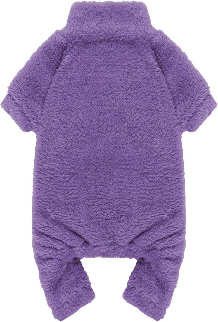 Fuzzy Dog Pajamas Turtleneck Dog Clothes Warm Soft Cozy Lightweight Dog Pjs Dog Sweaters for Small Dogs(Purple-S/M)