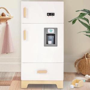 labebe - Kitchen Wooden Fridge | Fridge Freezer for Toddlers, Kids' Kitchen Playset Toy, Baby Cabinet Refrigerator Pretend Play Furniture White for Children Boy & Girl(15.8" 13.827)