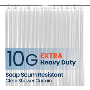 LiBa Shower Curtain PEVA 10G, 72x84 Inch Clear with 12 Rings