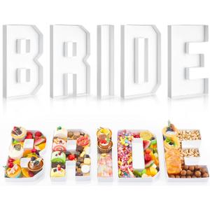 DoubleFill 5 Pcs Bride Charcuterie Letters Fillable Charcuterie Board Box Letter, Baby or Wedding Bridal Shower Food Trays Decorations Cardboard Letters for Food Display, 10 x 8.27 x 1.18 Inch