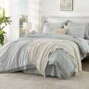 Andency Oversized King Comforter Set with Sheets 120x120 Light Grey - 7 Pieces Boho Tassel Bed in a Bag Soft Lightweight Bedding Sets, Fringe Bed Set with Comforter, Sheets, Pillowcases & Shams