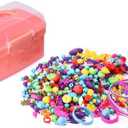 Jewelkeeper Bracelet Jewelry Making Kit for Girls - Arts and Crafts for Kids - Snap Pop Beads - Charm Bracelet Making Kit for Girls - DIY Necklace Hairband Bracelet Ring Earring - Gifts Toy Set - Pink