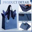 Qilery 50 Pcs Wedding Paper Gift Bags Bulk with Tissue Paper Small Gift Bags with Handle and Tags for Birthday Wedding Mothers' Day Party Business(Navy Blue,4.7 x 2.4 x 3.9'')
