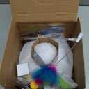 MOHAYA Cat Toys4-in-1 Interactive Cat Toy for Indoor Cats with Laser, Fluttering Butterfly, Moving Feather and Track Balls - USB Rechargeable Self-Play Kitten Toy (White)