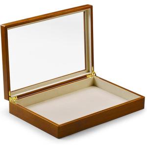 Oirlv Creamy-white Solid Wooden Jewelry Box with Glass Lid Large Vintage Jewelry Organizer Case for Women,Display Tray Drawer Trinket Organizer