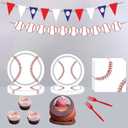 98 PCS Baseball Party Decorations, 96 PCS Baseball Plates and Napkins + 2PCS Party Banners, Disposable Tableware for 24 People