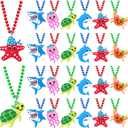 24 Pack Sea Animal Necklace Party Favors for Ocean Themed Baby Shower, Birthday Party Goodie Bag Fillers, School Carnival Rewards, Photography Props, Home Decorations, Classroom Prize