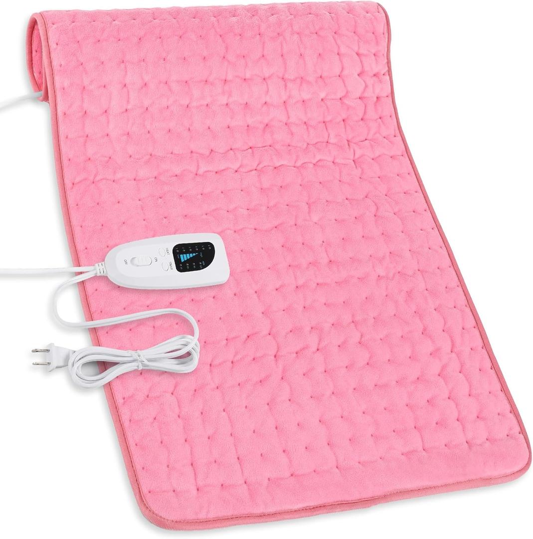Deepsoon Heating Pad,Electric Heating Pads for Back,Neck,Abdomen,Moist Heating Pad for Shoulder,Knee,Arms,Legs,Dry/Moist Heat & Auto Shut Off,Christmas Gifts for Men and Women,BabyPink,33x17 Inch