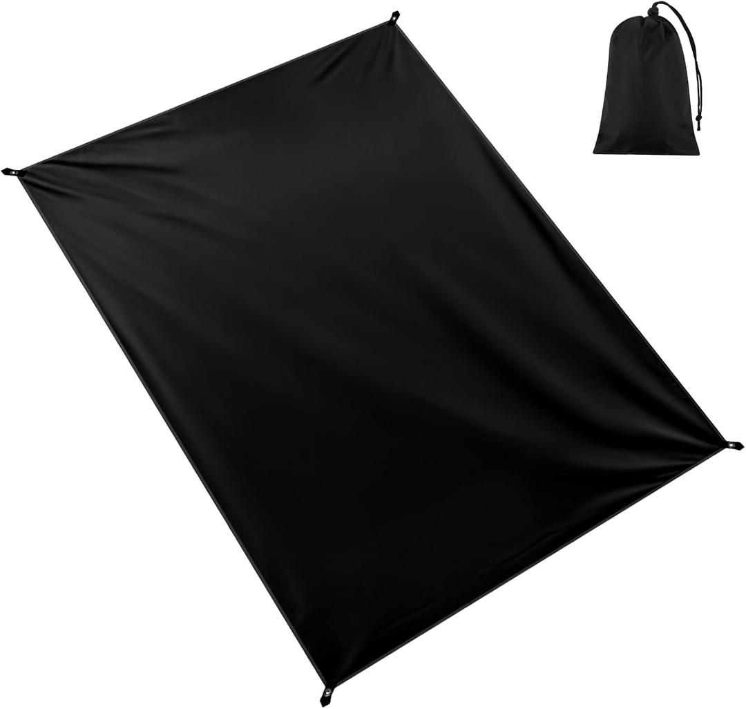 Tent Footprint, Waterproof Camping Tarp, 87" x 59" Ultralight Tent Floor Mat with Storage Bag for Outdoors Ground Camping Hiking Backpacking Beach (Black)