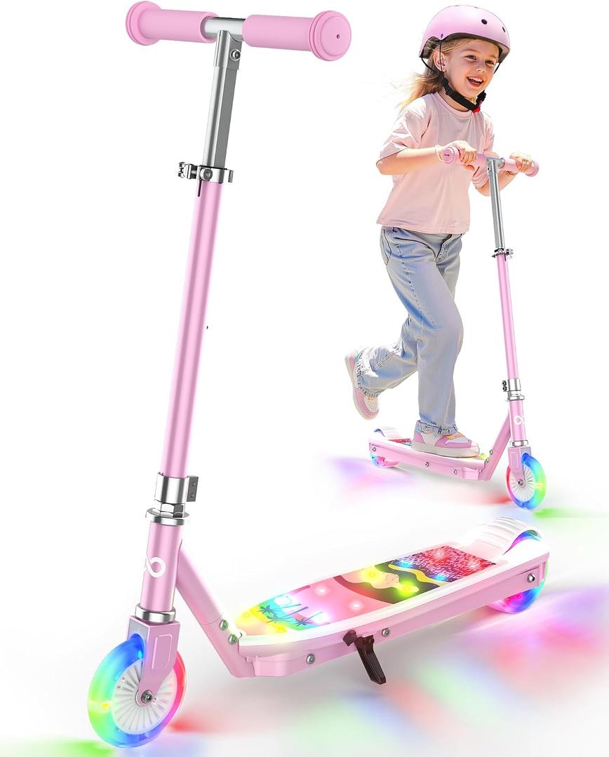 Gyroor KS2 Kids Electric Scooter – 5 MPH Safe Speed, Foot Sensor Start, LED Lights, Adjustable Handlebar, 2 Hr Fast Charge, UL2272 Certified, Ages 6–12, 121 lb Max Load