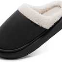 SHIBEVER Fuzzy Slippers Women Indoor: Memory Foam Warm House Shoes - Slip On Closed Toe Comfy Bedroom Slippers Women (6.5-7, 73-black)