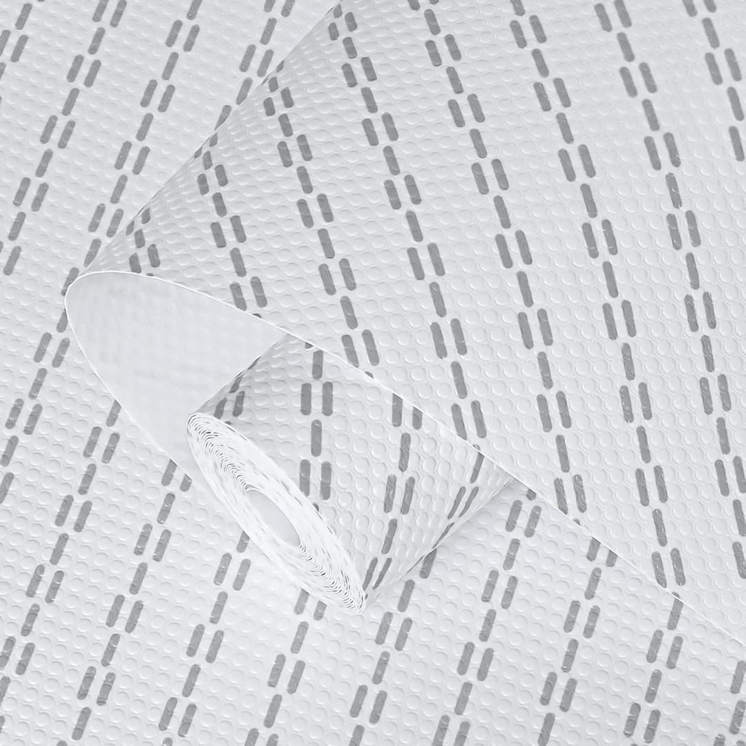 Shelf Liners 25 inch x 20 ft Shelf Liners for Kitchen cabinets nonstick Shelf Lining Drawer Mats EVA Protector for Cupboard (White Diagonal Stripes,25 inch x 20 ft)
